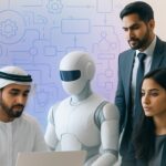 Business professional monitoring AI automation workflows that improve efficiency, customer support, and decision-making in Dubai companies